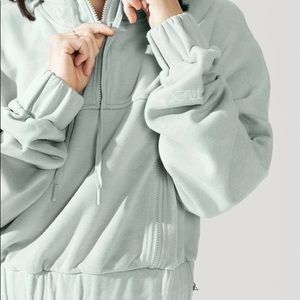 POPFLEX ACTIVE Half Zip Warm Up Hoodie - Seafoam Size Small